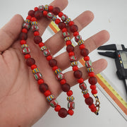 Vintage venetian style chevron white heart and red glass beaded necklace