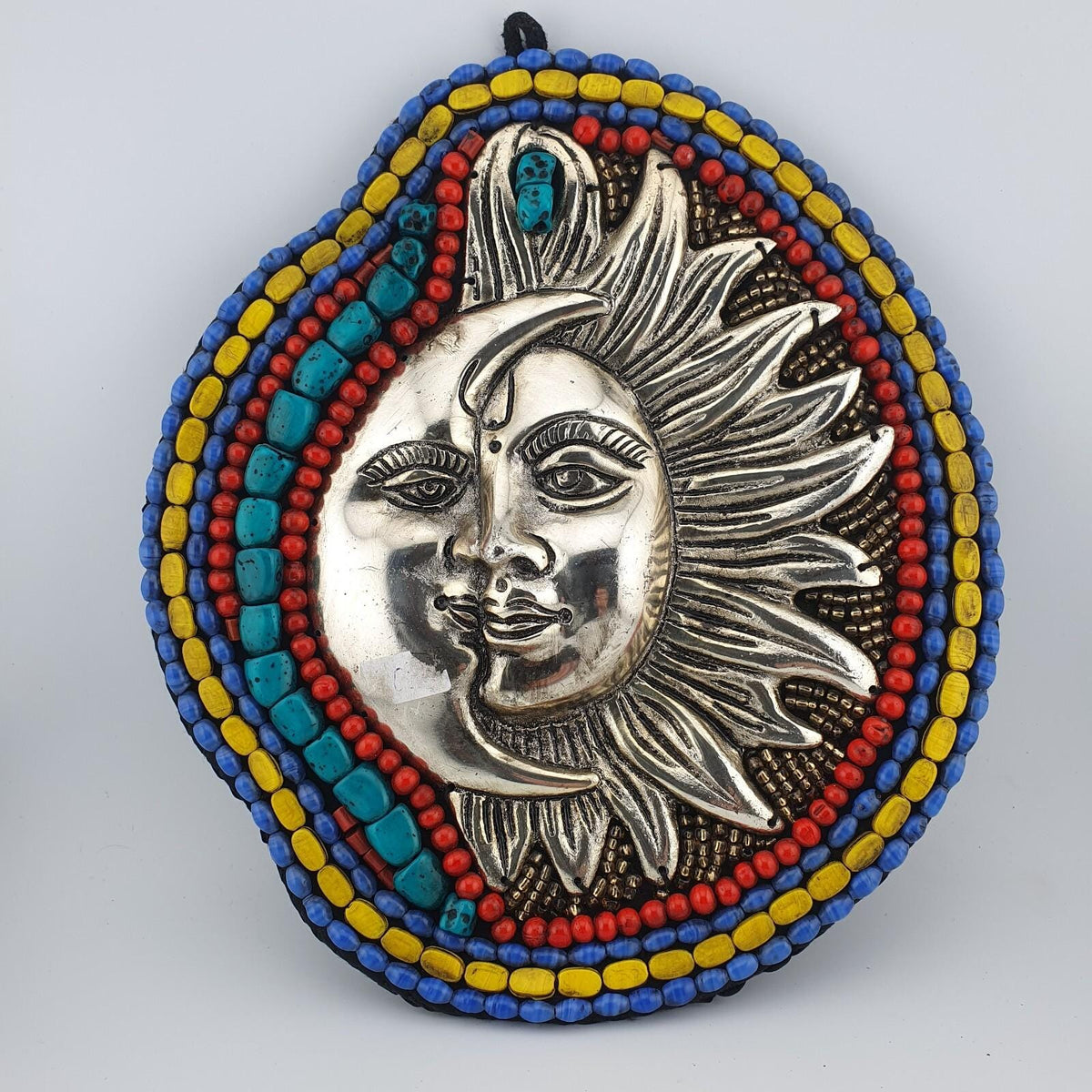 Handmade beaded sun & moon wall hanging ideal forspiritual eclectic-themed space