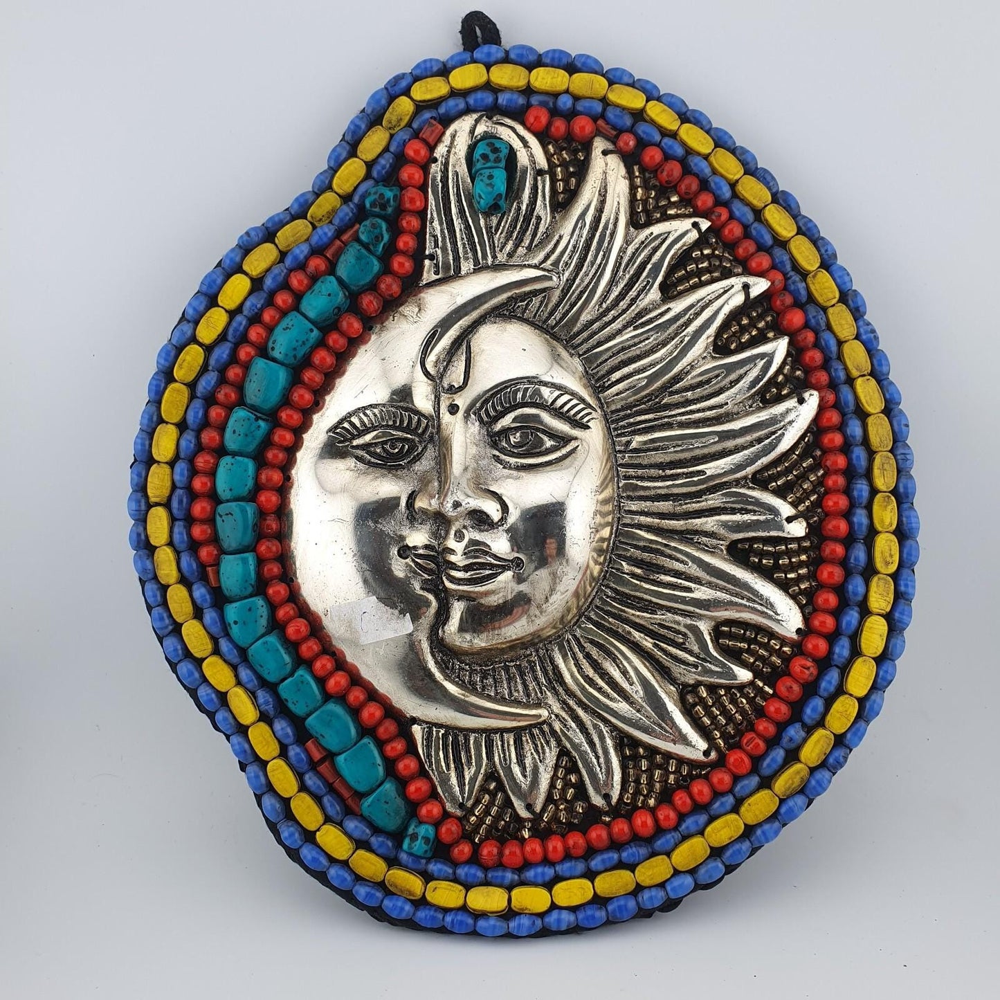 Handmade beaded sun & moon wall hanging ideal forspiritual eclectic-themed space