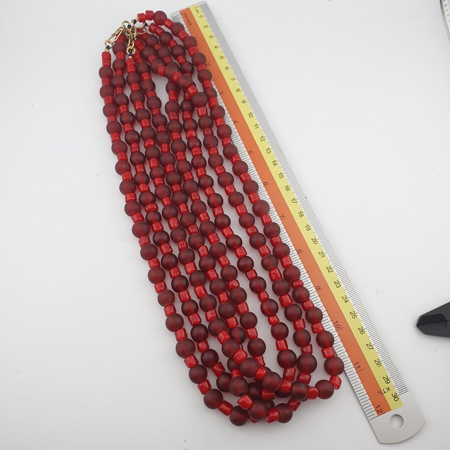 Vintage Venetian Style Beaded Necklace: Red Glass Heart, Romantic Jewelry