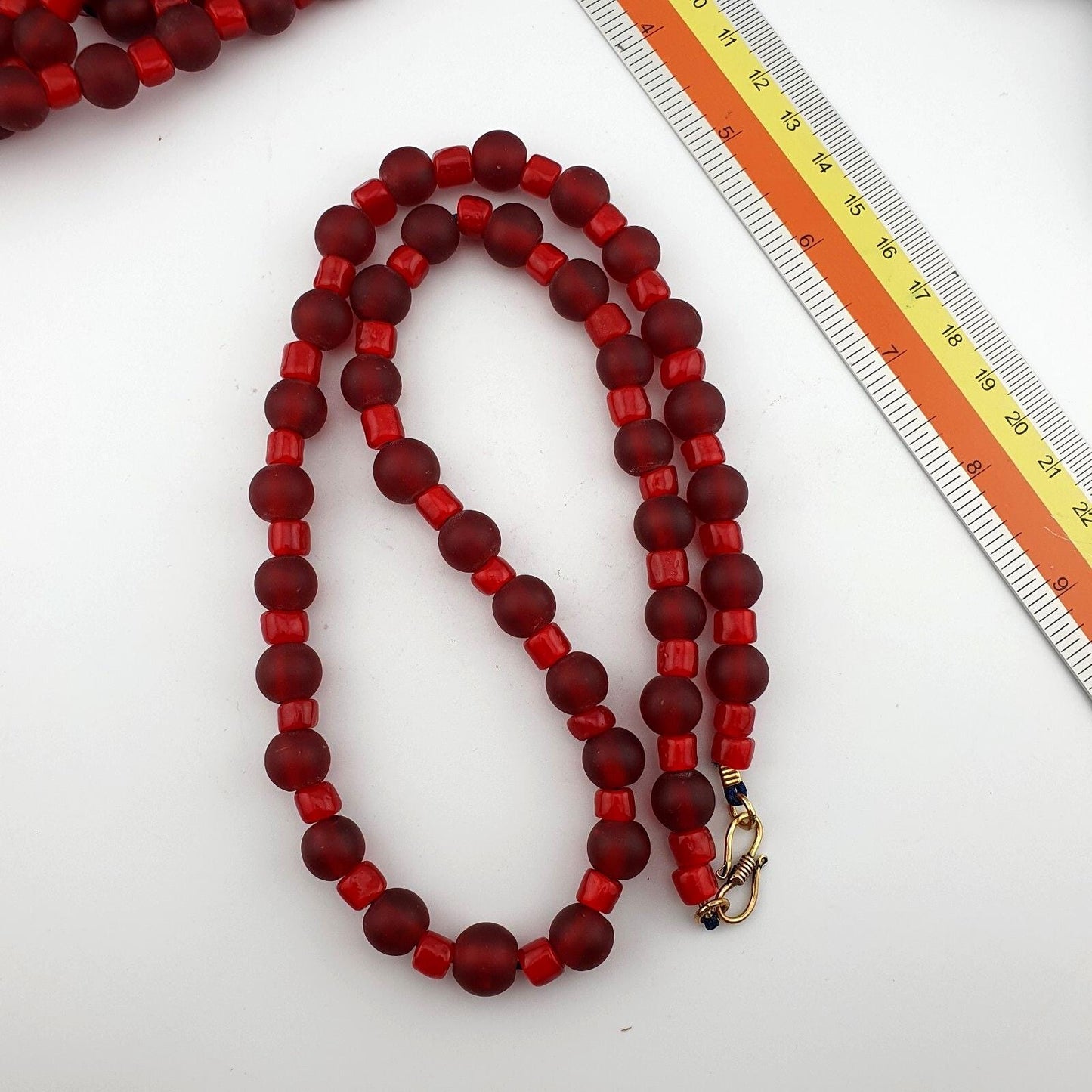 Vintage Venetian Style Beaded Necklace: Red Glass Heart, Romantic Jewelry