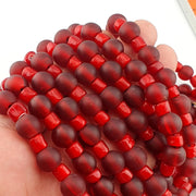 Beaded Necklace Red, Venetian Style Strand - White Heart Accent, Glass Pendant, Intricate Beadwork | Collector