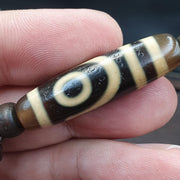 Tibetan dzi agate, carnelian himalayan carving yak bone beaded bracelet