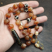 Antique style old himalayan tibetan agate beads unique pattern dzi necklace
