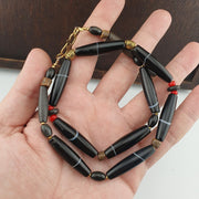 Antique old yemeni agate natural rare pattern banded agate beads 9 pieces