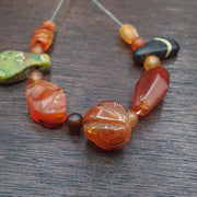 Ancient Yemeni Red Agate Beads & Venetian Glass Pendants: Handmade Antique Lot