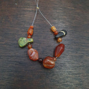 Ancient Yemeni Red Agate Beads & Venetian Glass Pendants: Handmade Antique Lot