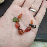 Ancient Yemeni Red Agate Beads & Venetian Glass Pendants: Handmade Antique Lot
