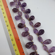 Vintage amethyst carving gemstone teardrop shape beads necklaces . for Loved Ones