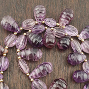Vintage amethyst carving gemstone teardrop shape beads necklaces . for Loved Ones