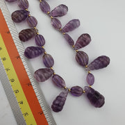 Vintage amethyst carving gemstone teardrop shape beads necklaces . for Loved Ones