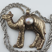 Pearl Tibetan Pendant Necklace: Antique Animal Figurine Jewelry