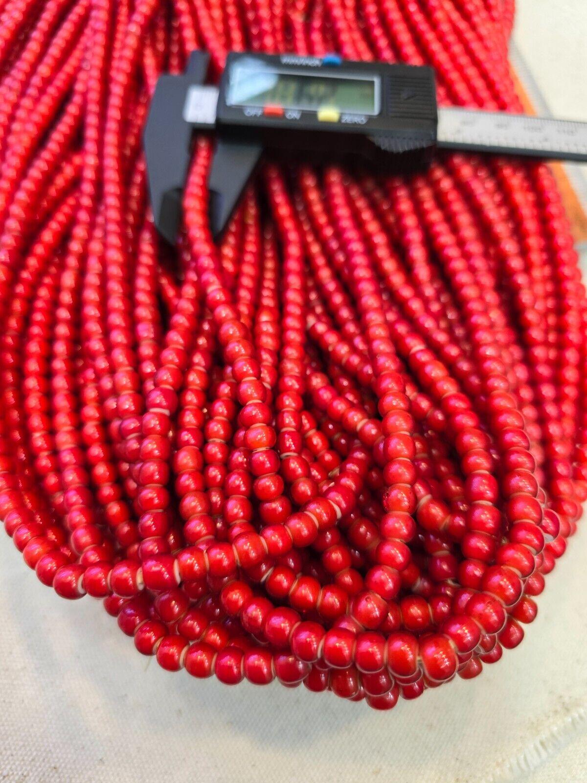 6-6.5mm antique venetian white heart trade beads long strand necklace