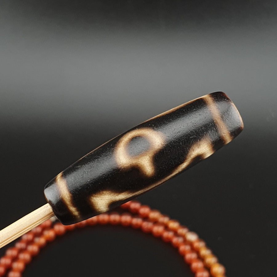 4 eyes unique pattern totem tibetan old agate dzi bead amulet pendant