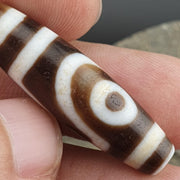 Round totem tibetan old agate dzi bead" heaven & earth " amulet pendant
