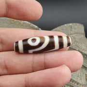 Round totem tibetan old agate dzi bead" heaven & earth " amulet pendant