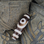 Round totem tibetan old agate dzi bead" heaven & earth " amulet pendant