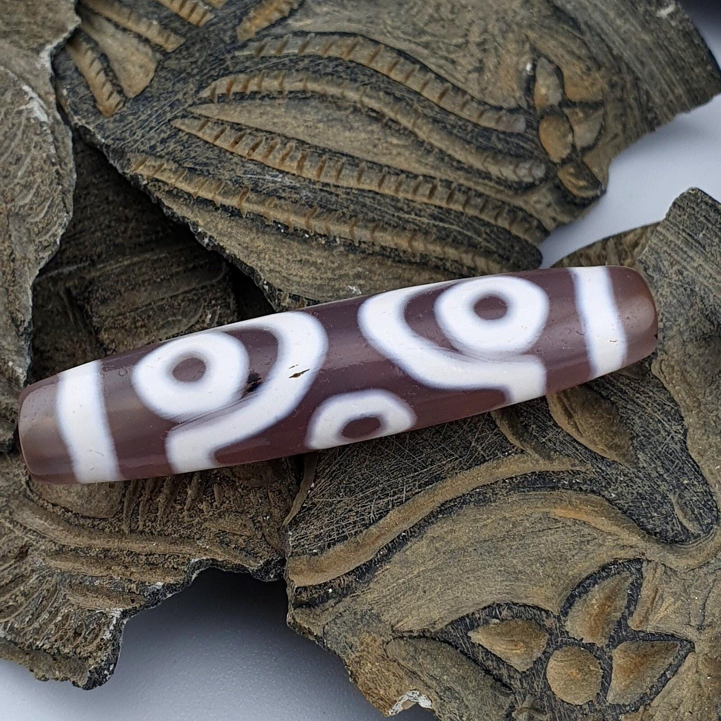 Tibetan Agate Dzi Bead Necklace with 6 Eyes Antique Black Amulet Spiritual Jewelry Gift