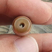 Tibetan Dzi Agate Bead Pendant: 1 Eye & 2 Circle Eyes Amulet