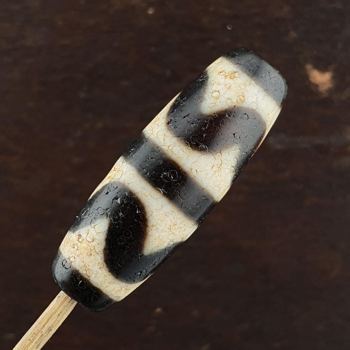 Himalayan tibetan dog tooth pattern agate dzi bead spiritual amulet bead