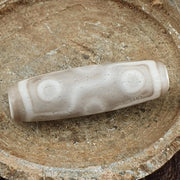 Vintage old himalayan indo tibetan 9 falling eyes eye dzi gray agate amulet bead