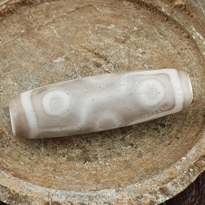 Vintage old himalayan indo tibetan 9 falling eyes eye dzi gray agate amulet bead
