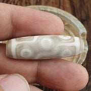 Vintage old himalayan indo tibetan 9 falling eyes eye dzi gray agate amulet bead