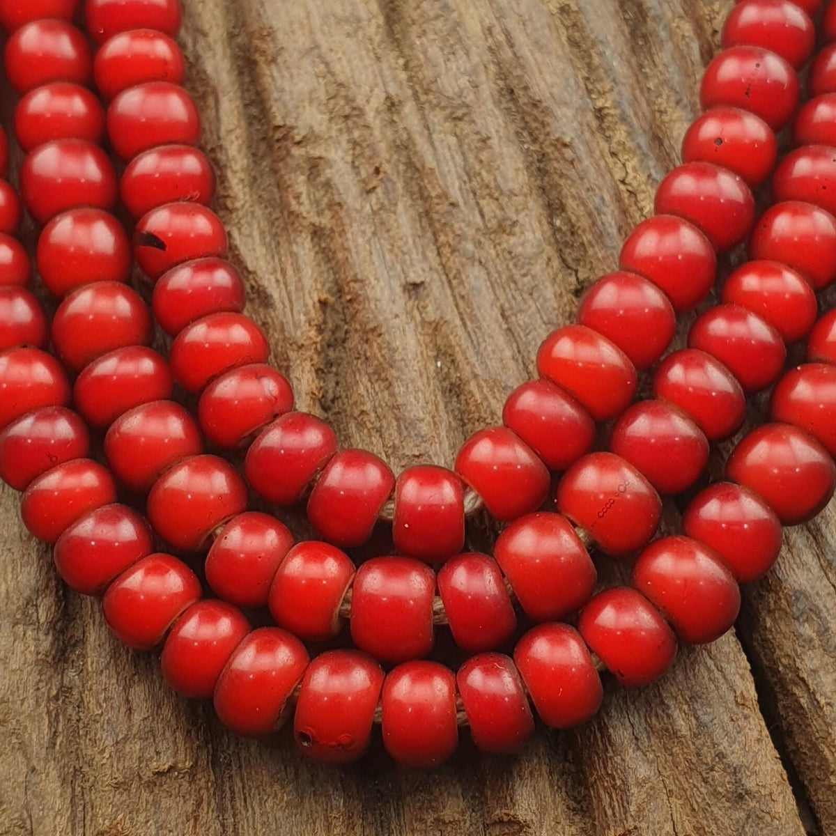 7 Mm Antique Venetian White Heart Trade Beads Multi Strands Necklace