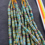 Yellow Eyes Green, Venetian Style Necklace | Gabri Glass Beads, Long Strand - African Origin