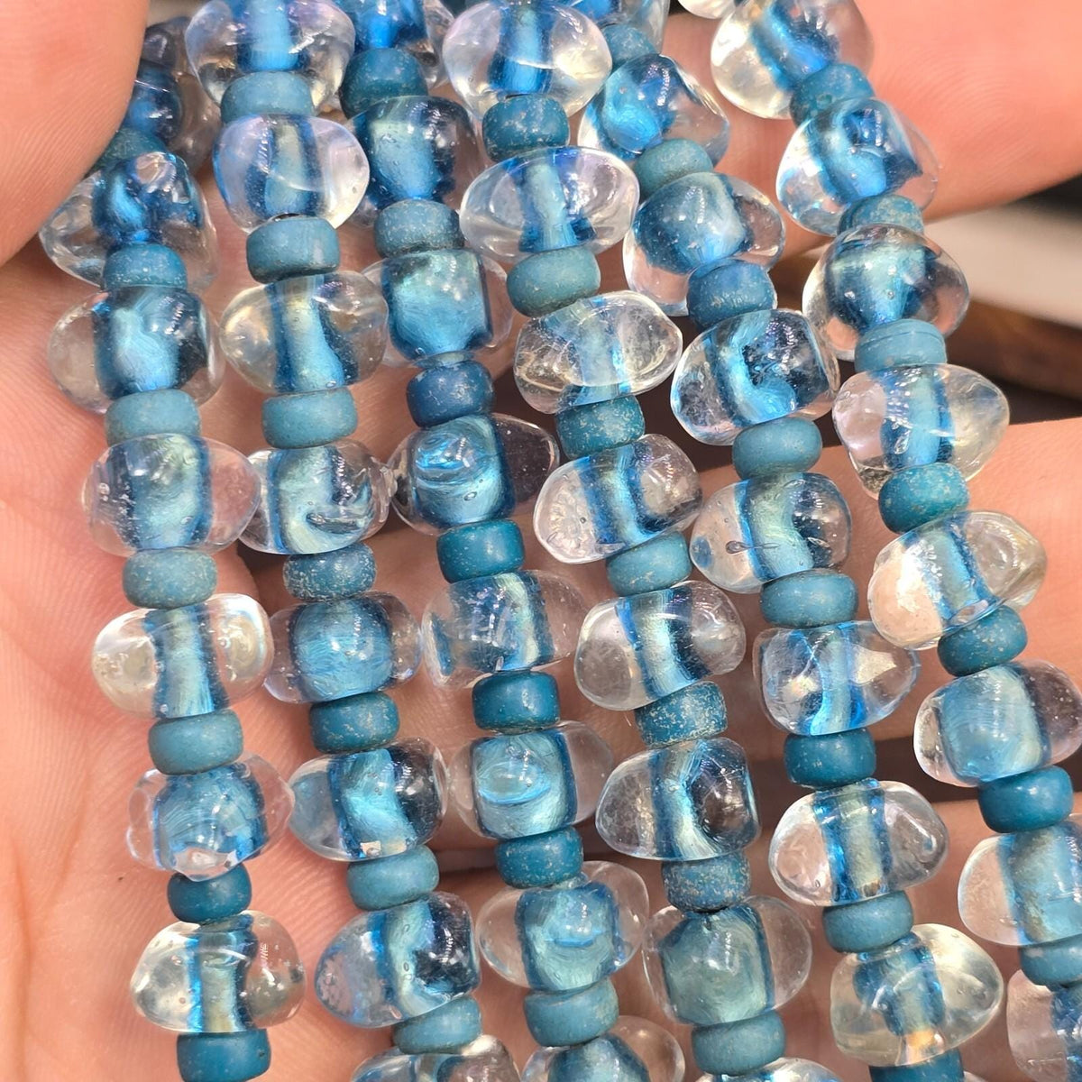 Vintage Lampwork Glass Bead Necklace: Handmade Triangle Pendant, Boho Chic