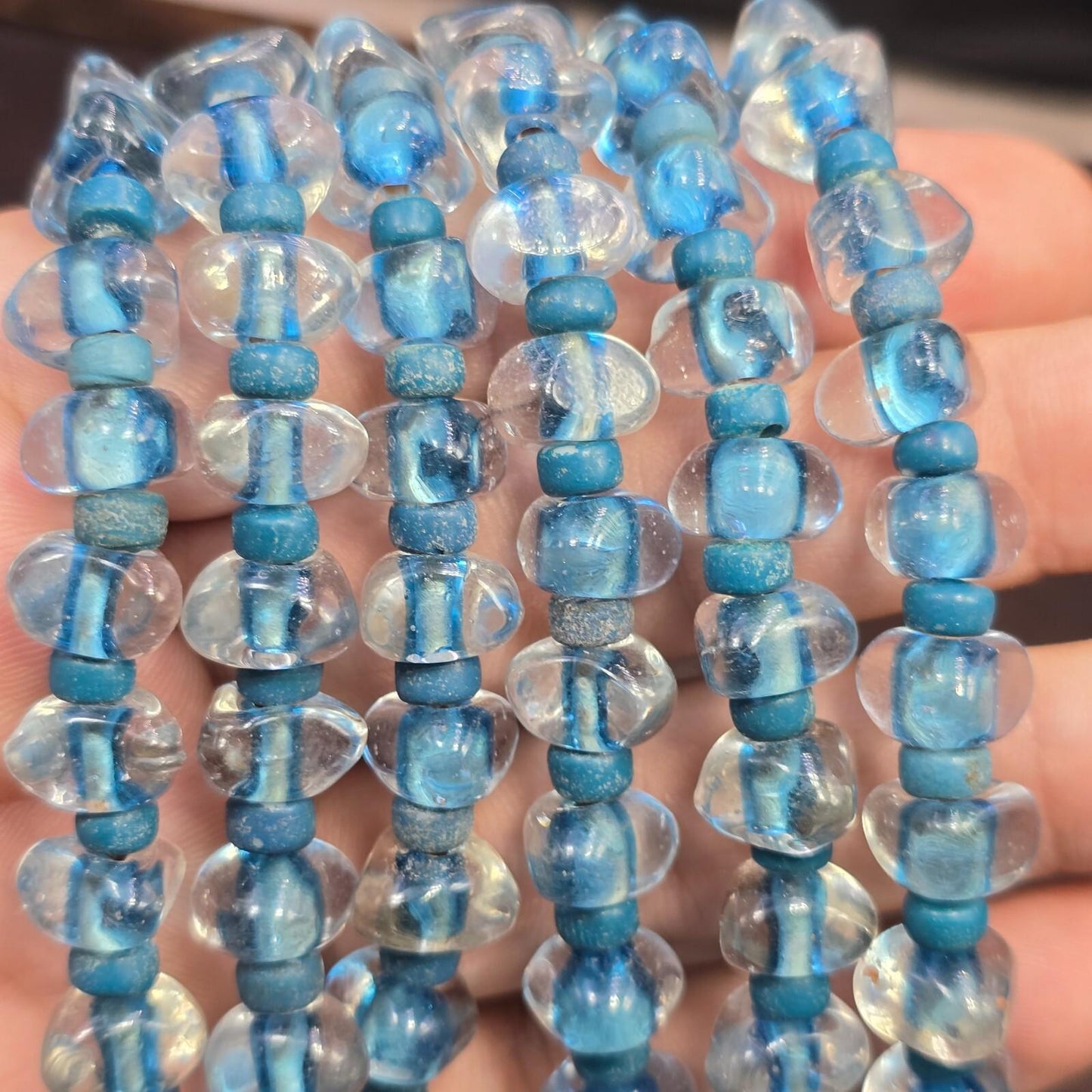 Vintage Lampwork Glass Bead Necklace: Handmade Triangle Pendant, Boho Chic