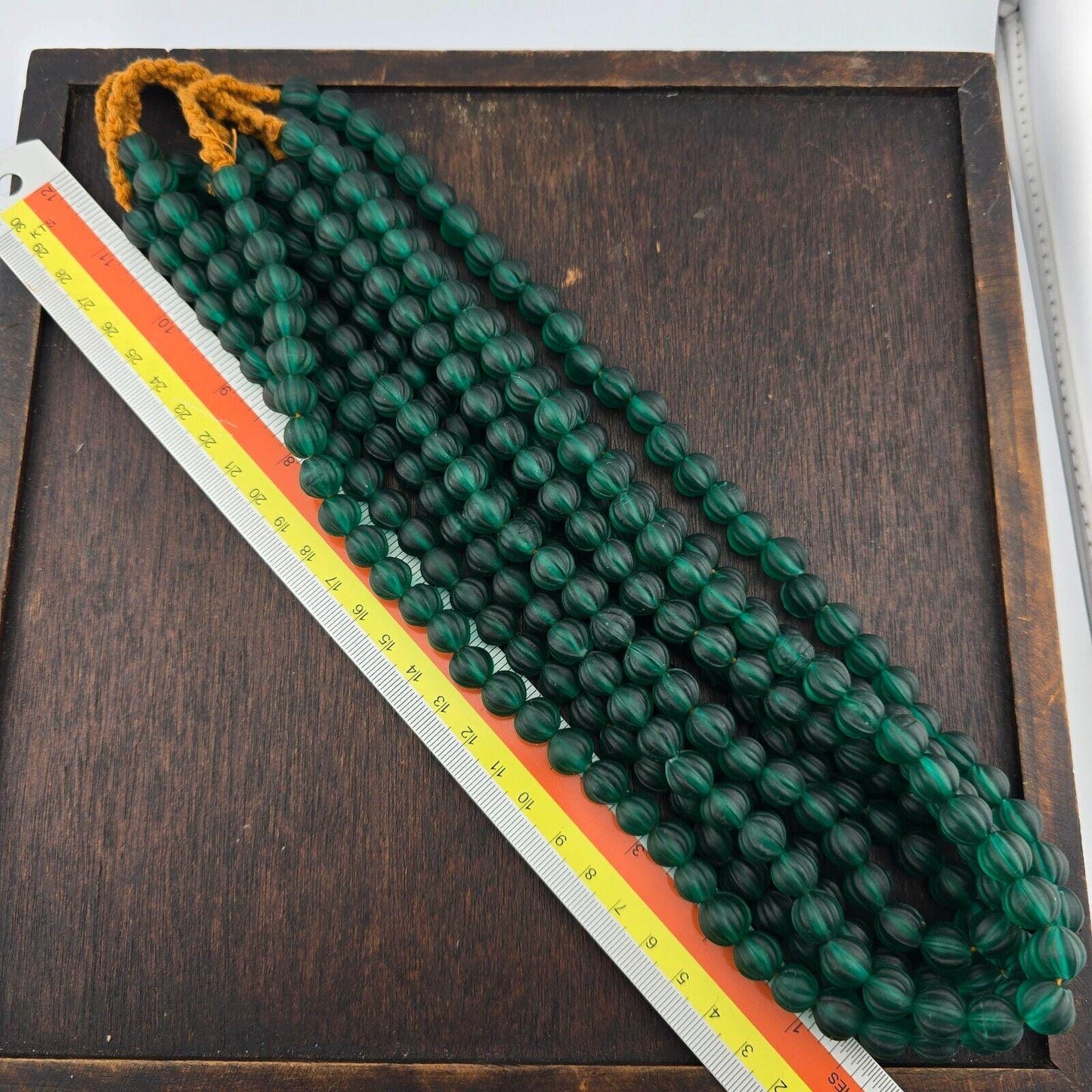 Old African Green Glass Beads: Handmade Melon Shape (10-10.5mm)