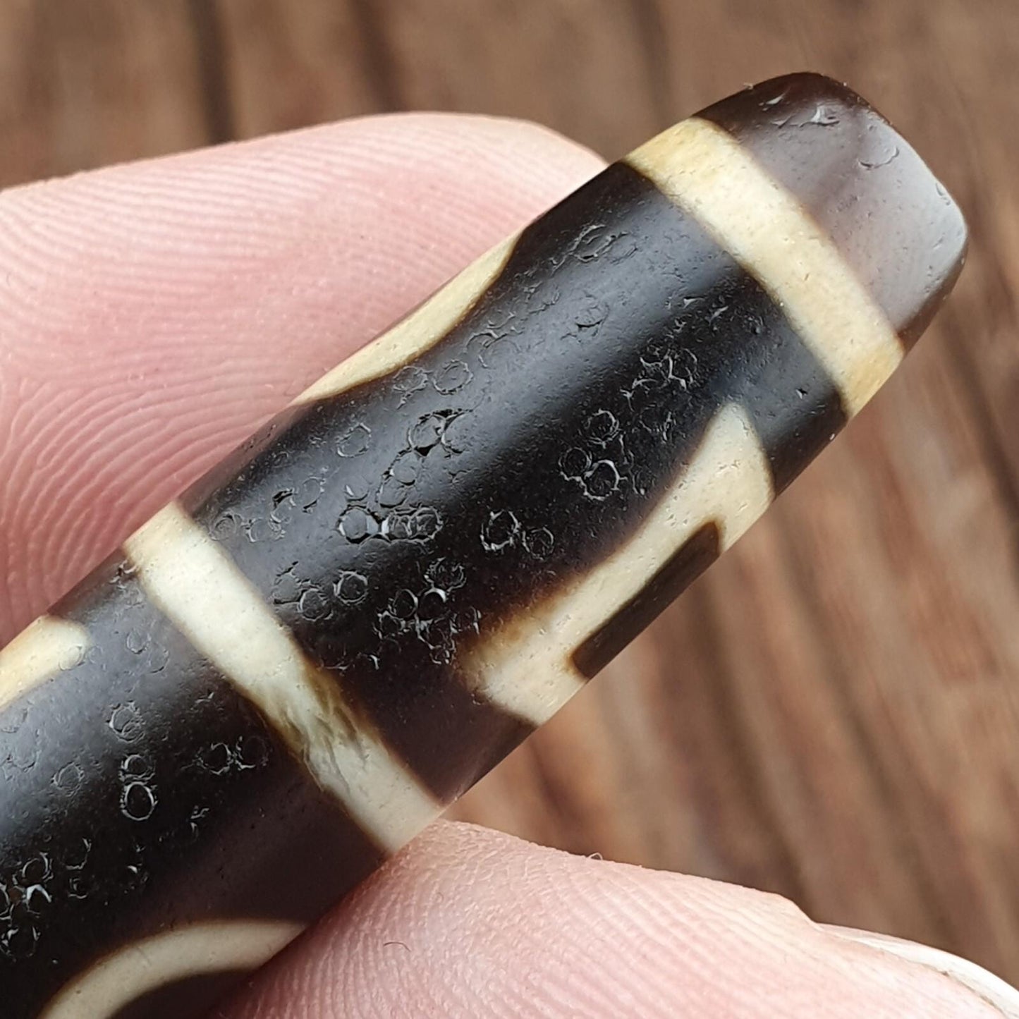 Antique old tibetan 2 sky 2 earth agate stone dzi bead amulet necklace