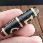 Antique old tibetan 2 sky 2 earth agate stone dzi bead amulet necklace