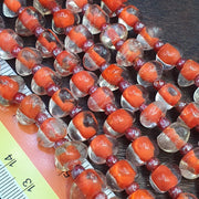 Vintage handmade blown lampwork orange glass beads necklace triangle shape