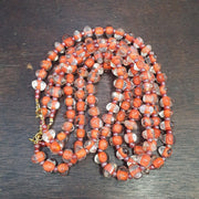 Vintage handmade blown lampwork orange glass beads necklace triangle shape