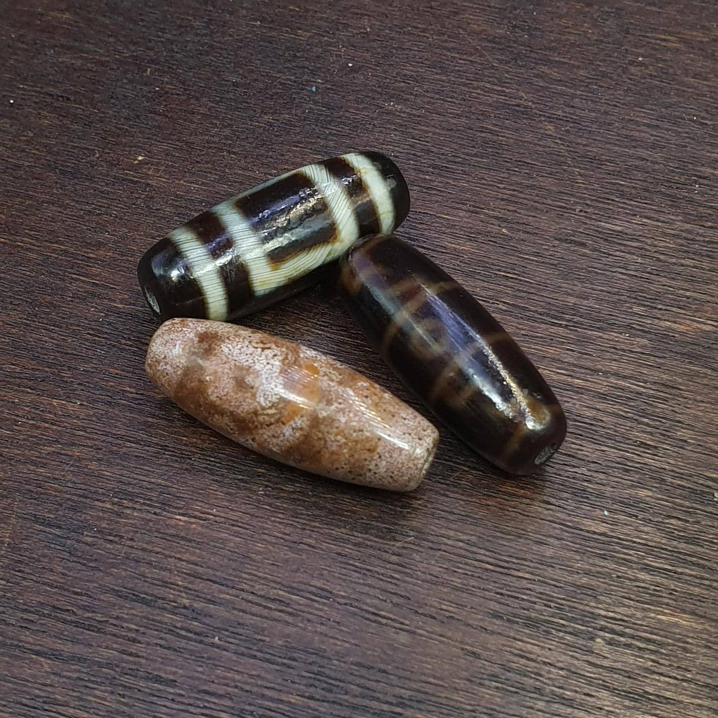 Lot 3 tibetan nepalese dzi beads agate bead black agate   tbl-3
