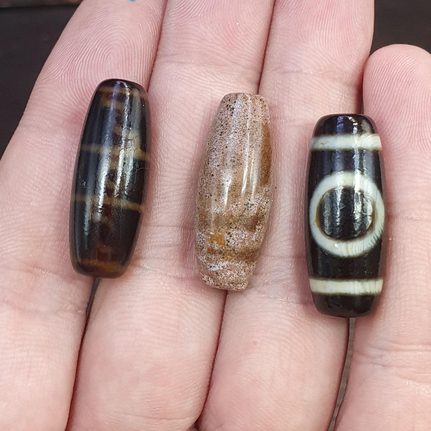 Lot 3 tibetan nepalese dzi beads agate bead black agate   tbl-3
