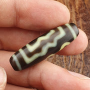 Unique 4 eyes old himalayan indo tibetan agate dzi bead rare pattern