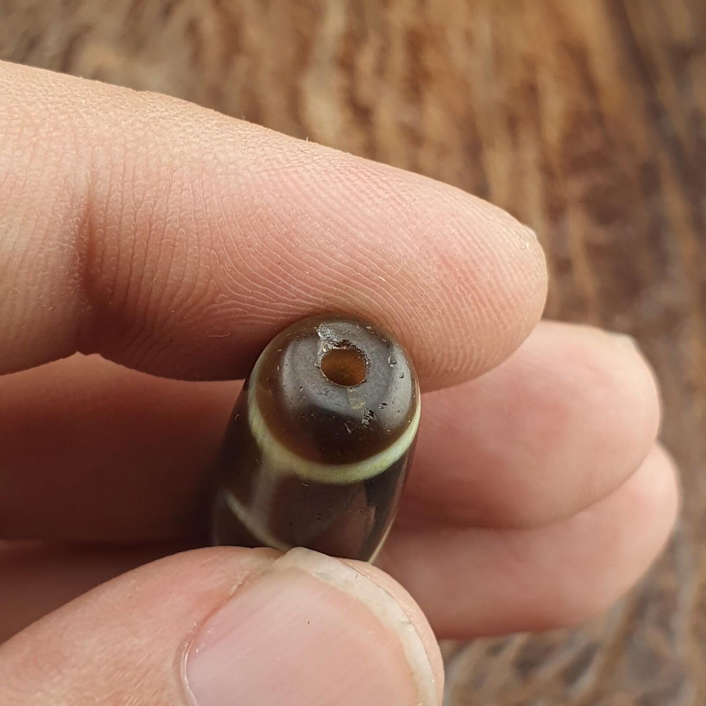 Vintage Tibetan Dzi Bead Agate Stone Amulet – Indo Himalayan 2 Eyes Protection Charm