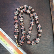Venetian Style Black Feather Pattern Aventurine Glass Beads Necklace