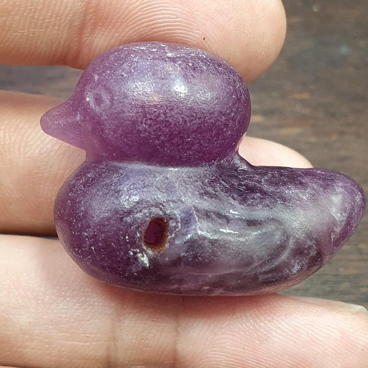 Antique amethyst duck animal figurine bird sculpture bead amulet