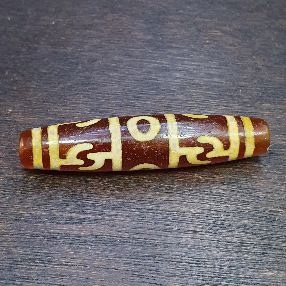 Tibetan top old  red agate 3 eyes symbolize dzi bead totem pendant
