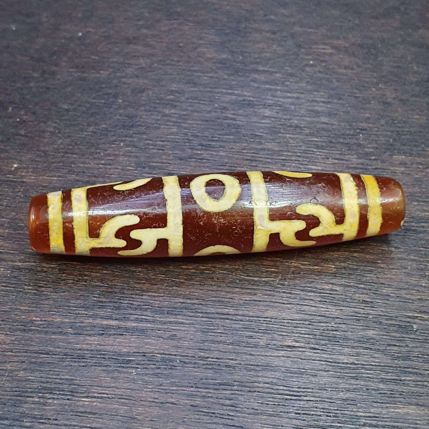 Tibetan top old  red agate 3 eyes symbolize dzi bead totem pendant