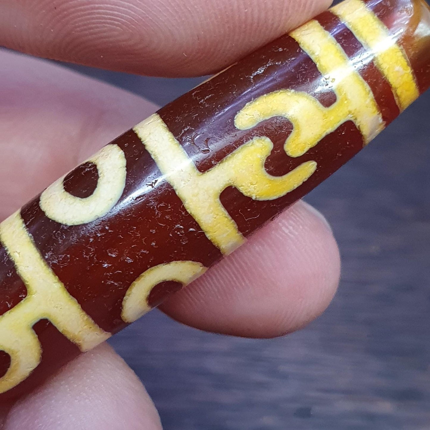 Tibetan top old  red agate 3 eyes symbolize dzi bead totem pendant