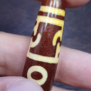 Tibetan top old  red agate 3 eyes symbolize dzi bead totem pendant