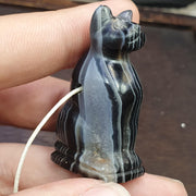 Antique agate animal figurine cat figure gemstone sculptures bead amulet