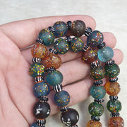 Vintage african inspired trade glass with black chevron beads necklace