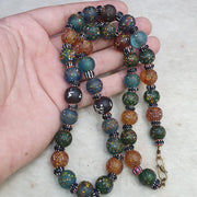 Vintage african inspired trade glass with black chevron beads necklace