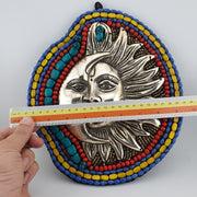Handmade beaded sun & moon wall hanging ideal forspiritual eclectic-themed space